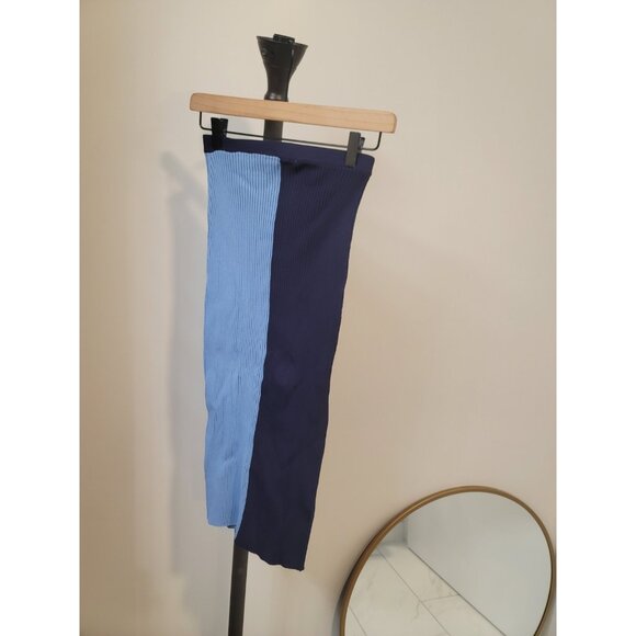 Staud Lorraine Skirt Blue Navy Blue Midi Rib Knit XS - Picture 2 of 6